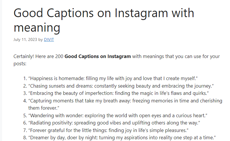 Good Captions on Instagram