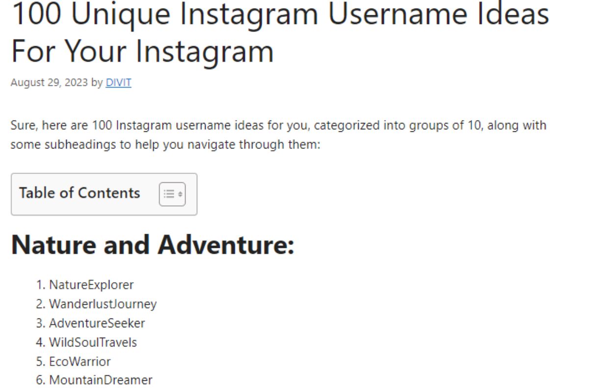 username for instagram