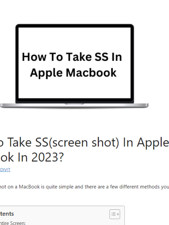 Take SS(screen shot) In Apple MacBook