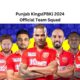 Punjab Kings(PBK) 2024 Official Team Squad