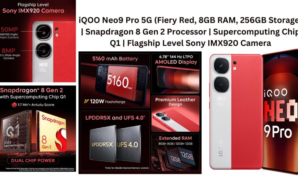 iQOO Neo9 Pro 5G (Fiery Red, 8GB RAM, 256GB Storage) | Snapdragon 8 Gen 2 Processor | Supercomputing Chip Q1 | Flagship Level Sony IMX920 Camera 2024