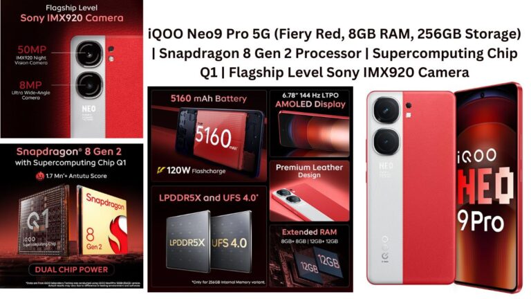 iQOO Neo9 Pro 5G (Fiery Red, 8GB RAM, 256GB Storage) Snapdragon 8 Gen 2 Processor Supercomputing Chip Q1 Flagship Level Sony IMX920 Camera