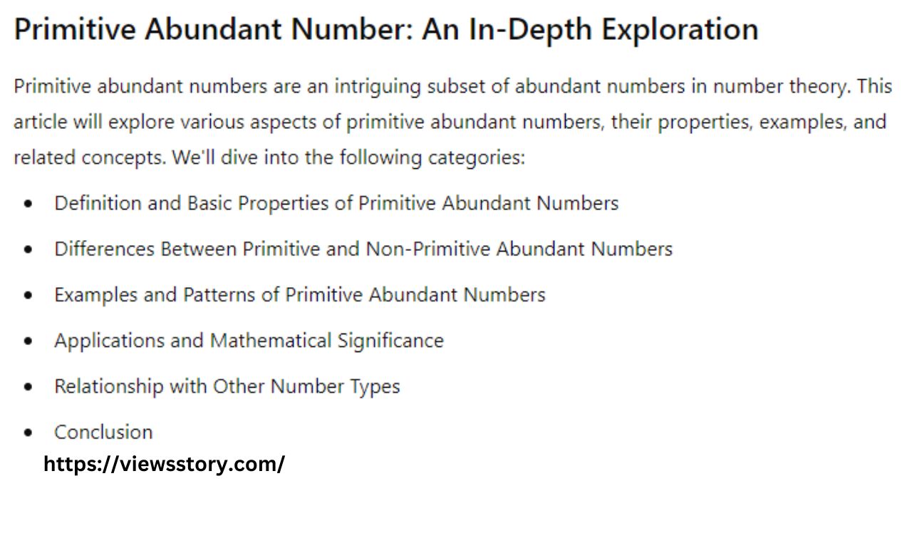 Primitive Abundant Number